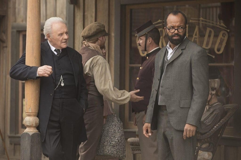 Anthony Hopkins, Jeffrey Wright, Ford, Bernard, Westworld, Les Escorches